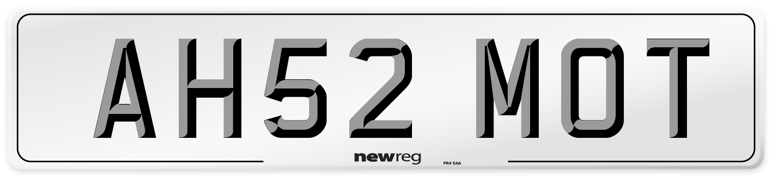 AH52 MOT Number Plate from New Reg